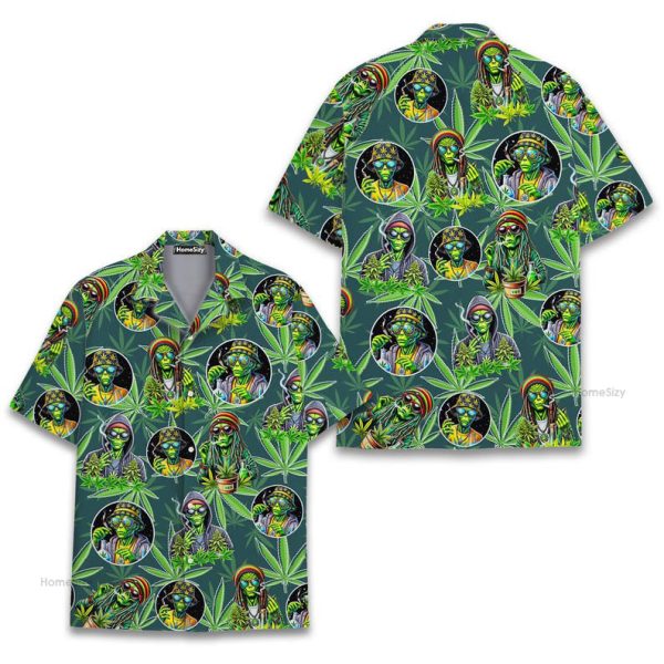 Rasta Alien Funny Weed & Reggae Psychedelic Hawaiian Shirt