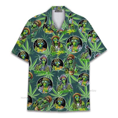 Rasta Alien Funny Weed & Reggae Psychedelic Hawaiian Shirt