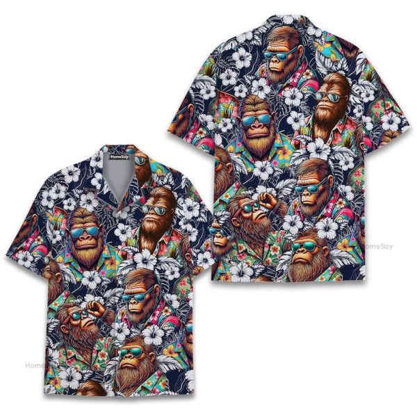 Cool Bigfoot Retro Sasquatch In Sunglasses Tropical Hawaiian Shirt