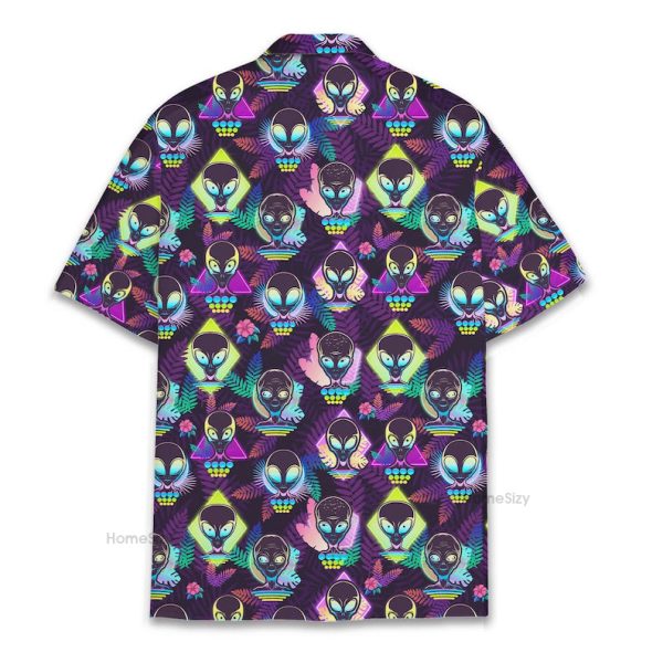 Neon Alien Hawaiian Shirt Trippy Sci-Fi Cool Festival Hawaiian Shirt