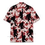 Bigfoot Sasquatch Silhouette & Floral Hawaiian Shirt