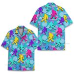 Retro Bigfoot 80S Neon Sasquatch Hawaiian Shirt