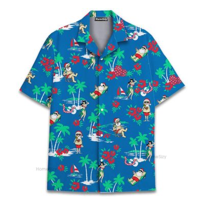 Santa Funny Tropical Christmas Aloha Hawaiian Shirt