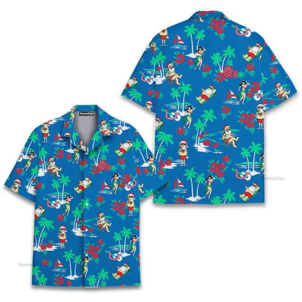 Santa Funny Tropical Christmas Aloha Hawaiian Shirt