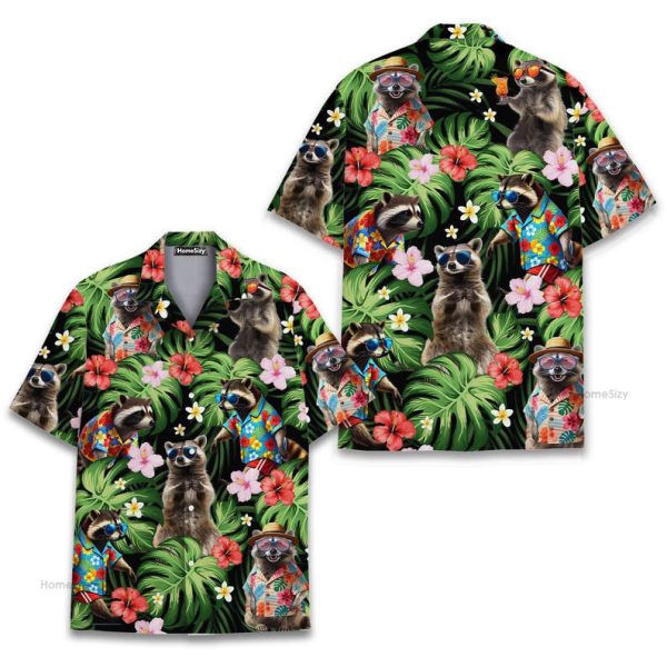 Funny Raccoon Cool Tropical Hawaiian Shirt
