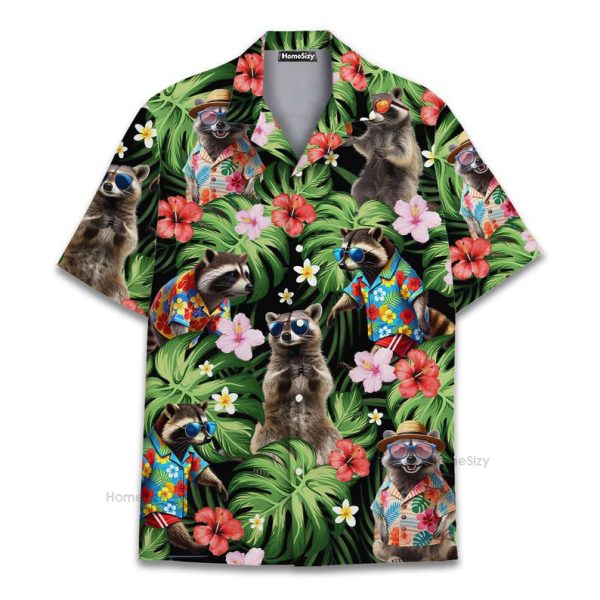 Funny Raccoon Cool Tropical Hawaiian Shirt