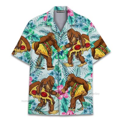 Funny Bigfoot Sasquatch Pizza & Taco Hawaiian Shirt Qt6011901