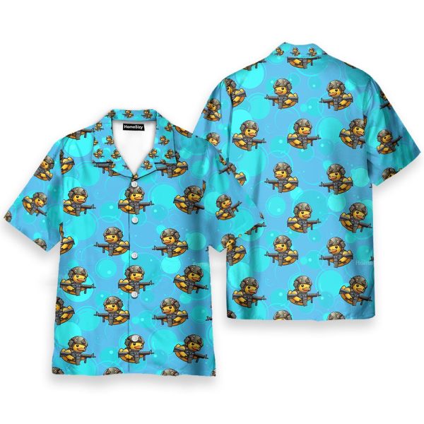 Funny Tactical Duck Military Rubber Duck Hawaiian Shirt