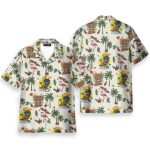 Tiki Flamingo & Palm Tree Vintage Tropical Hawaiian Shirt