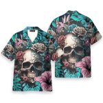 Gothic Skull Floral Dark Aesthetic Hawaiian Shirt