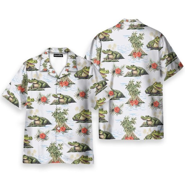 Alligator Funny Tropical Crocodile Print Hawaiian Shirt