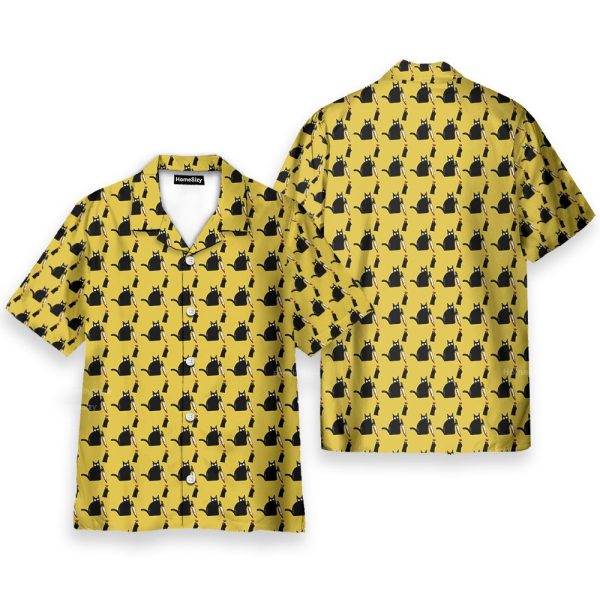 Funny Black Cat Cool Seamless Hawaiian Shirt