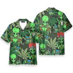 Funny Green Alien Weed Hawaiian Shirt