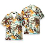 Bigfoot Beer Funny Surfer Tropical Hawaiian Shirt