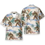 Funny Bigfoot Fishing Tropical Hawaiian Shirt