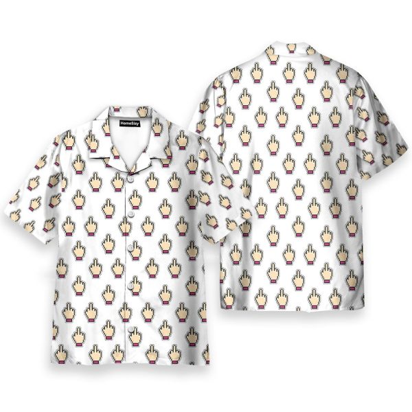 Funny Middle Finger Pixel Art Nsfw Hawaiian Shirt