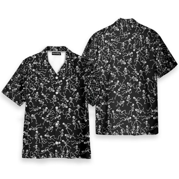 Funny Dancing Skeleton Black Gothic Hawaiian Shirt Az5022701