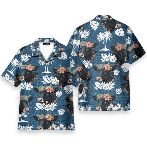 Floral Cow Cute Farm Animal Tropical Hawaiian Shirt