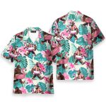 Funny Bigfoot Flamingo Relaxing Sasquatch Tropical Hawaiian Shirt
