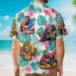 Funny Bigfoot Drink Beer Tropical Floral Hawaiian Shirt
