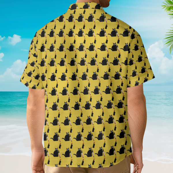 Funny Black Cat Cool Seamless Hawaiian Shirt
