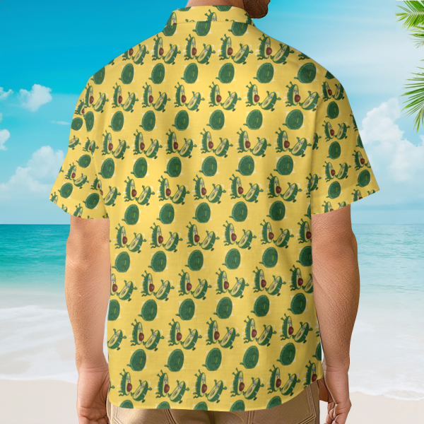 Funny Avocado Turtle Seamless Yellow Hawaiian Shirt