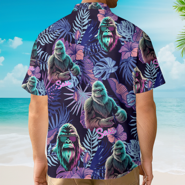 Neon Bigfoot Funny Sasquatch Tropical Hawaiian Shirt
