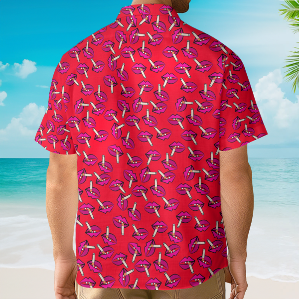 Retro Smoking Lips Seamless Hawaiian Shirt