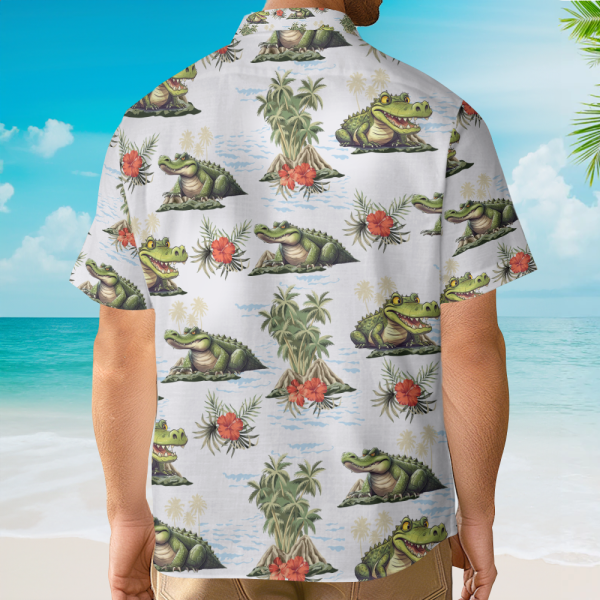 Alligator Funny Tropical Crocodile Print Hawaiian Shirt