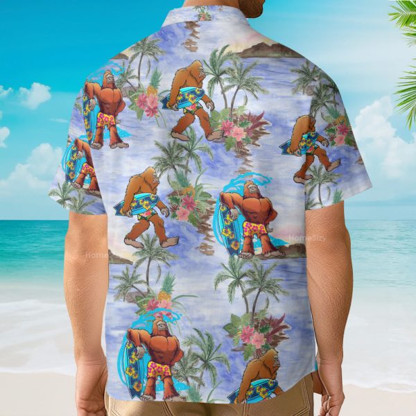 Bigfoot Sasquatch Summer Beach Tropical Aloha Hawaiian Shirt