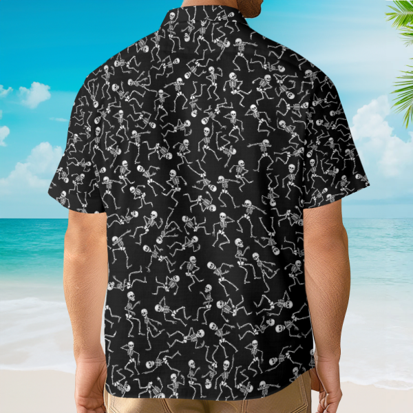 Funny Dancing Skeleton Black Gothic Hawaiian Shirt Az5022701