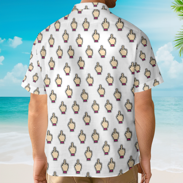 Funny Middle Finger Pixel Art Nsfw Hawaiian Shirt