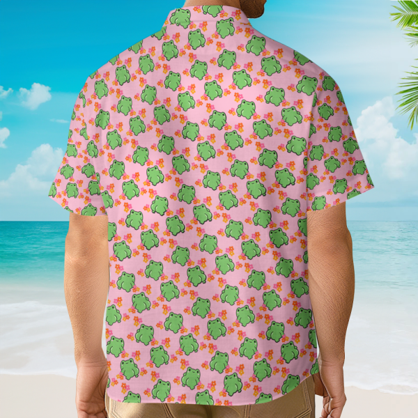 Cute Frog Kawaii Pink Seamless Hawaiian Shirt