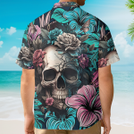 Gothic Skull Floral Dark Aesthetic Hawaiian Shirt