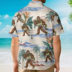 Funny Bigfoot Fishing Tropical Hawaiian Shirt