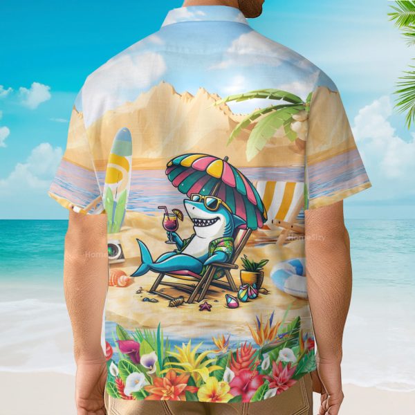 Funny Shark Relaxing Summer Beach Tropical Hawaiian Shirt