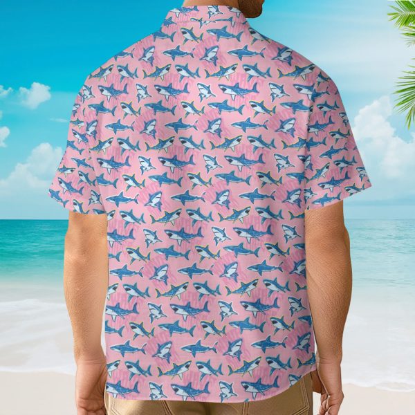 Pink Shark Funny Tropical Pattern Seamless Hawaiian Shirt