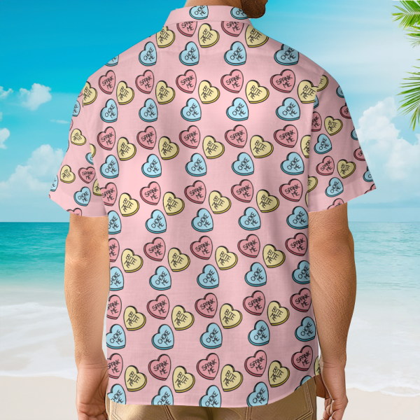 Funny Conversation Hearts Bdsm Pink Candy Seamless Hawaiian Shirt