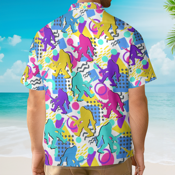Bigfoot Vaporwave Colorful Sasquatch Hawaiian Shirt