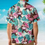 Funny Bigfoot Flamingo Relaxing Sasquatch Tropical Hawaiian Shirt