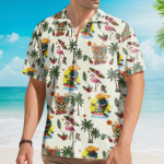 Tiki Flamingo & Palm Tree Vintage Tropical Hawaiian Shirt