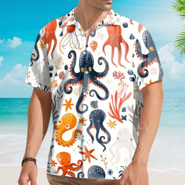 Octopus Sea Life Summer Party Outfit Hawaiian Shirt