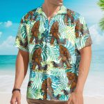 Funny Bigfoot Walking Dachshund Tropical Hawaiian Shirt