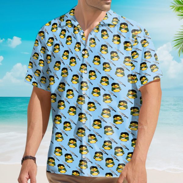 Funny Duck & Knife Seamless Pattern Hawaiian Shirt