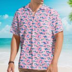 Pink Shark Funny Tropical Pattern Seamless Hawaiian Shirt