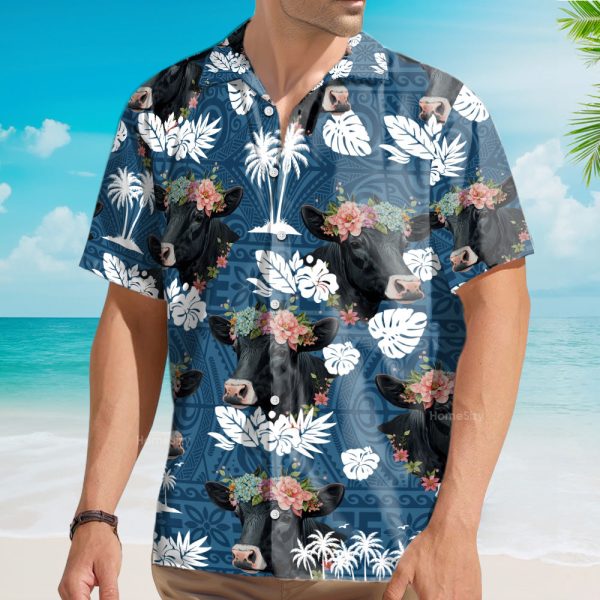 Floral Cow Cute Farm Animal Tropical Hawaiian Shirt