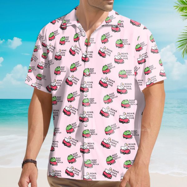 Funny Frog & Duck Meme Seamless Hawaiian Shirt