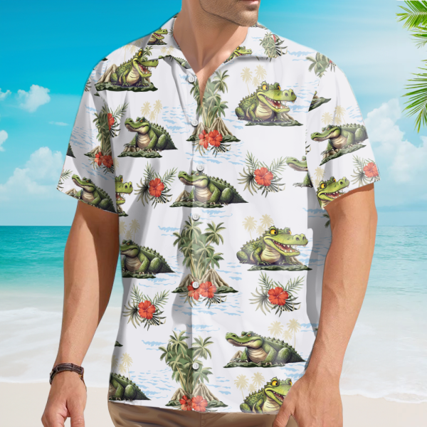 Alligator Funny Tropical Crocodile Print Hawaiian Shirt
