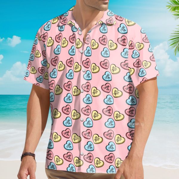 Funny Conversation Hearts Bdsm Pink Candy Seamless Hawaiian Shirt
