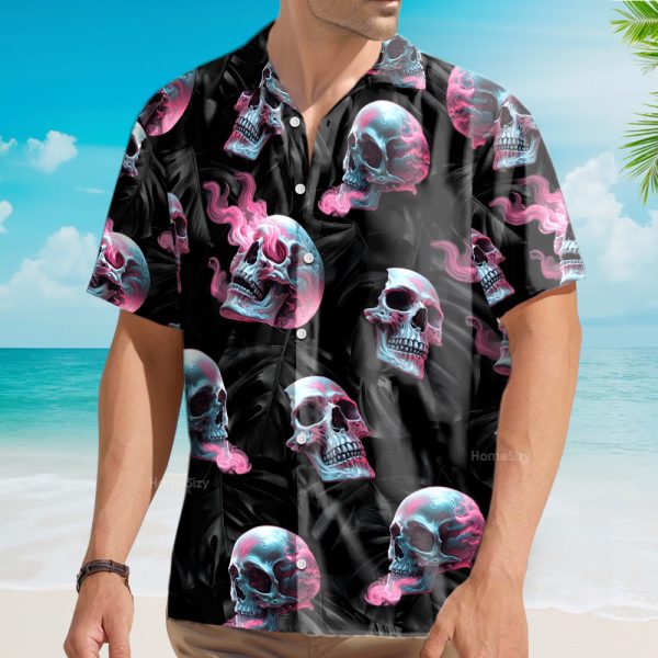 Gothic Skull Pink Aesthetic Floral Hawaiian Shirt Az5022411